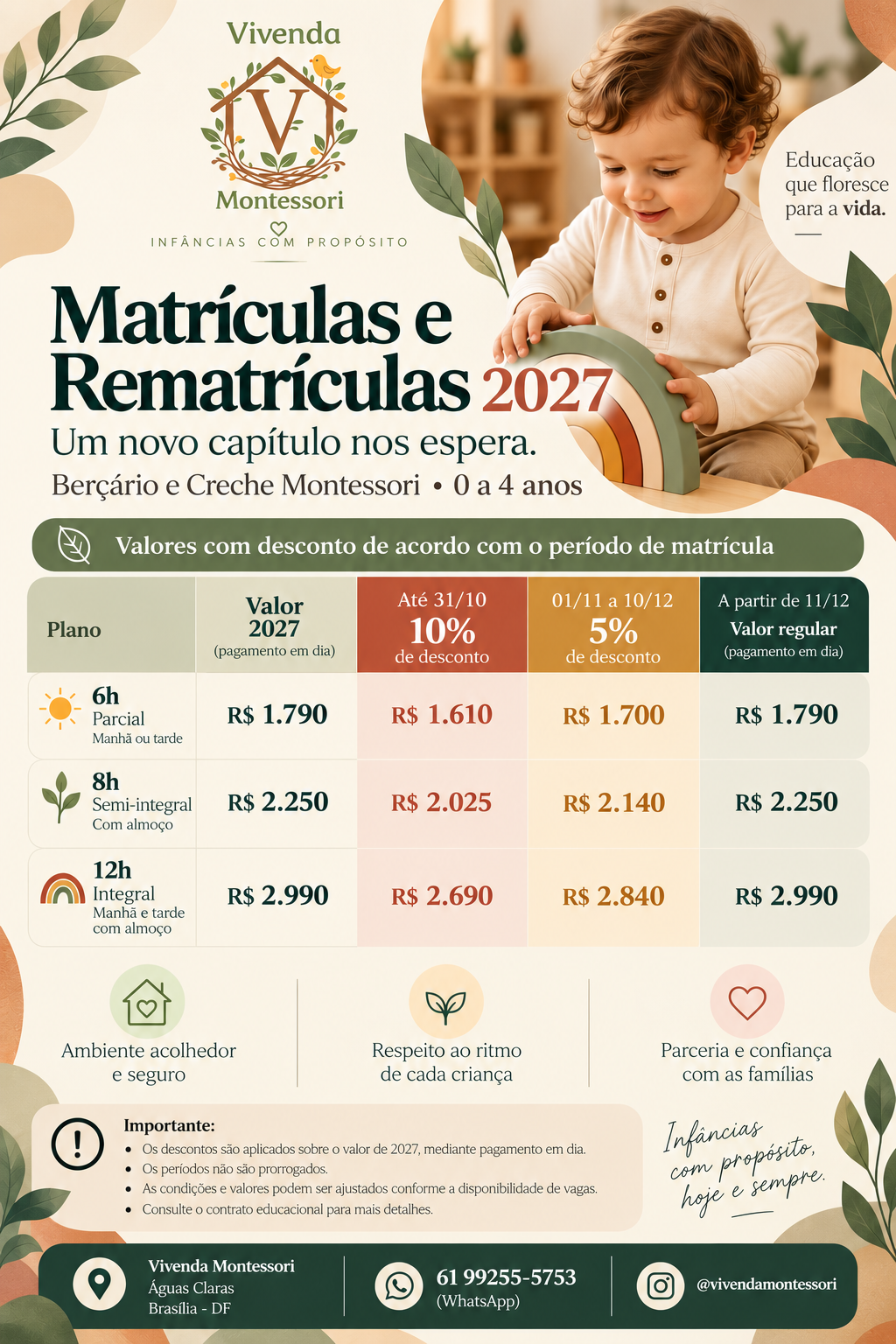 Matrículas e Rematrículas 2027 — Vivenda Montessori